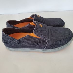 OLUKAI Men Sz 9 NOHEA Mesh Slip On Dark Gray Sneakers Breathable Lightweight EUC